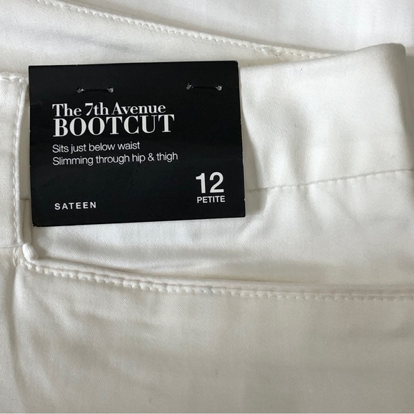 NWT NY & COMPANY 7th Avenue White Cotton Sateen Mid-Rise Bootcut Pants SIze 12P - Picture 7 of 10